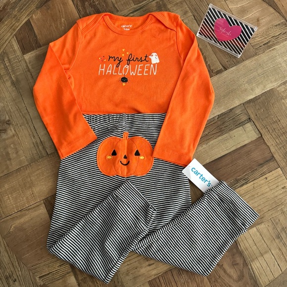 🎃 Carter Baby Carter's 2-Piece Bodysuit & Bottoms My First Halloween Set NWT - Picture 2 of 5